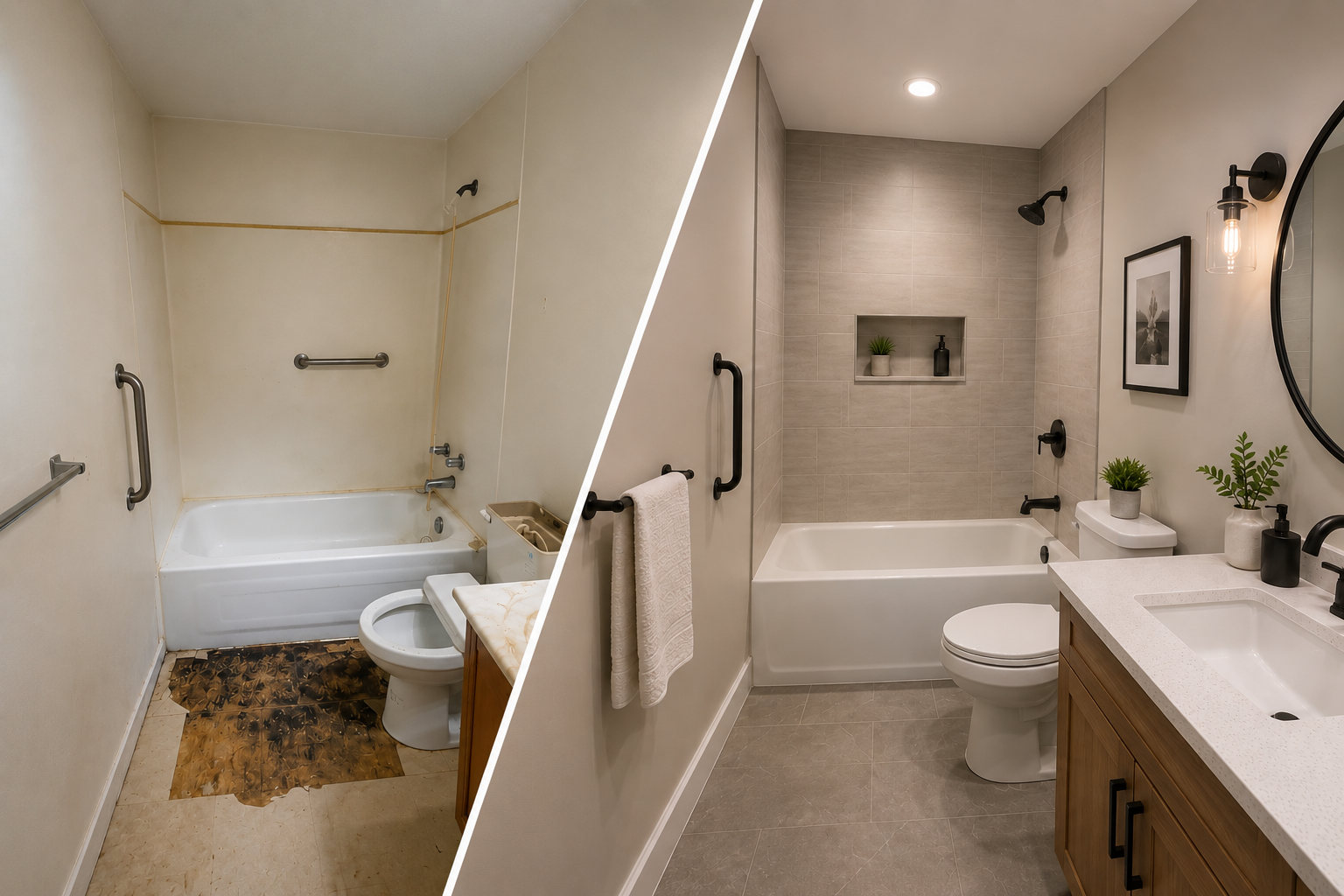 Bathroom renovation and tile installation project in Hamilton Ontario
